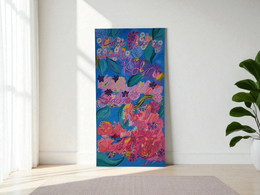 abstrakt, kunst, mixed-media, blumen, liebe deine stadt, köln, farbenfroh, struktur